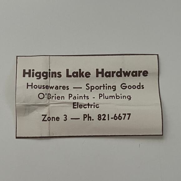 None and/or Unknown Other - Higgins Lake Hardware Housewares O'Brien Paints Plumbing 1960s MI Ad SAJ9-S70